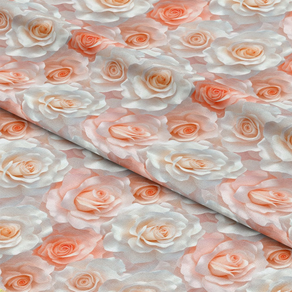 - Realistic Flowers Pattern 36 Quilting Cotton Fabric  
- Floral design  
- Soft peach  
- Cream white  
- Quilting cotton  
- Seamless fabric  
- Botanical print  
- Textured textile  
- Natural colors  
- Garden-inspired  
- Fabric yardage  
- Elegant roses  
- Craft material