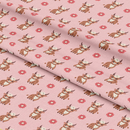 Cute Baby Highland Cows Pattern 5 Quilting Cotton Fabric