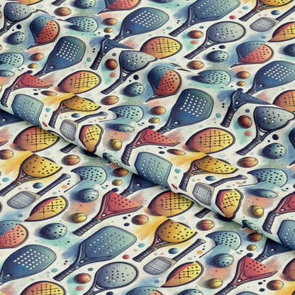 Watercolor Pickleball Pattern 4 Quilting Cotton Fabric