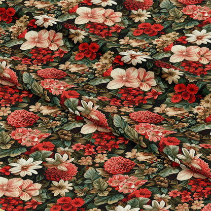 Realistic Flower Patch Pattern 18 Quilting Cotton Fabric