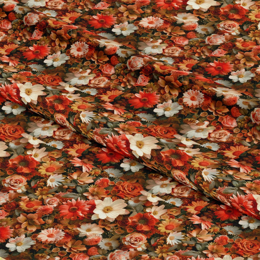 Realistic Flower Patch Pattern 16 Quilting Cotton Fabric