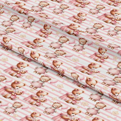 Pink Baby Teddy Bears Pattern 6 Quilting Cotton Fabric