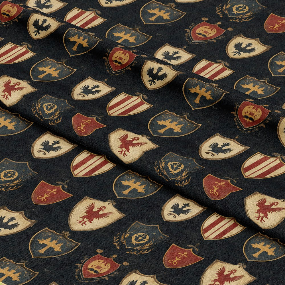 Rustic German Banners and Shields Pattern 2 Quilting Cotton Fabric