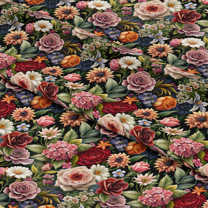 Realistic Flowers Pattern 23 Quilting Cotton Fabric