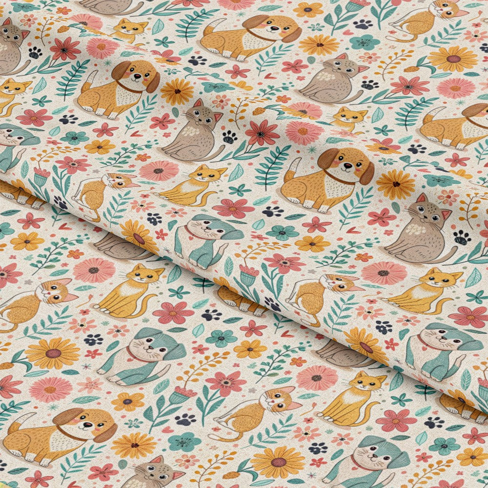 Heart and Paw Prints Pattern 1 Quilting Cotton Fabric