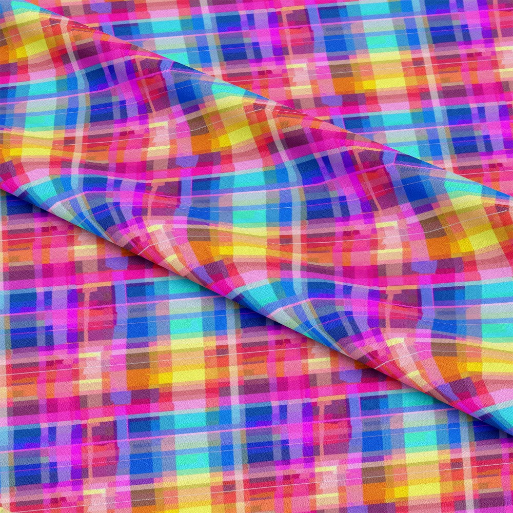 Neon Gingham Pattern 13 Quilting Cotton Fabric