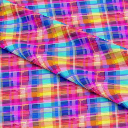 Neon Gingham Pattern 13 Quilting Cotton Fabric