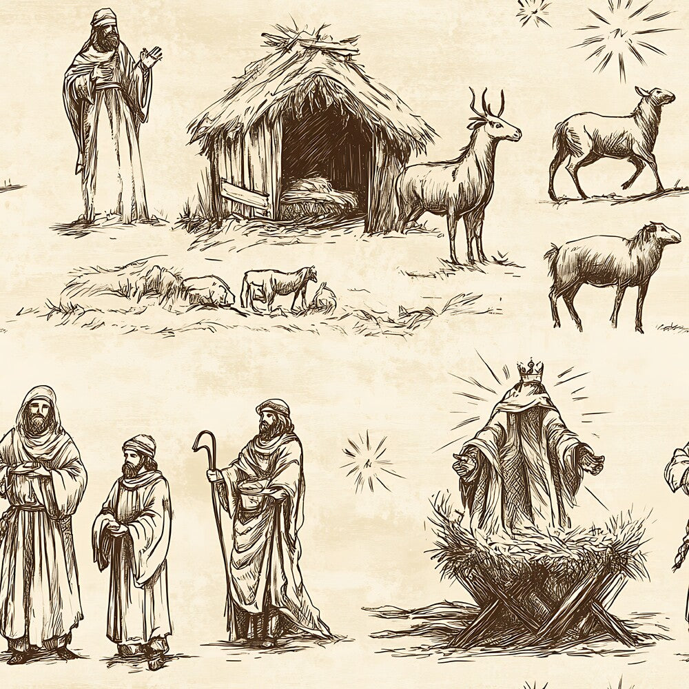 Vintage Nativity Scenes Fat Quarter Bundle