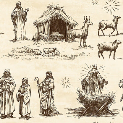 Vintage Nativity Scenes Fat Quarter Bundle