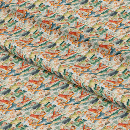 Watercolor Football Pattern 9 Quilting Cotton Fabric