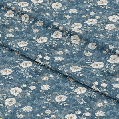 Vintage Farmhouse Blue Pattern 1 Quilting Cotton Fabric