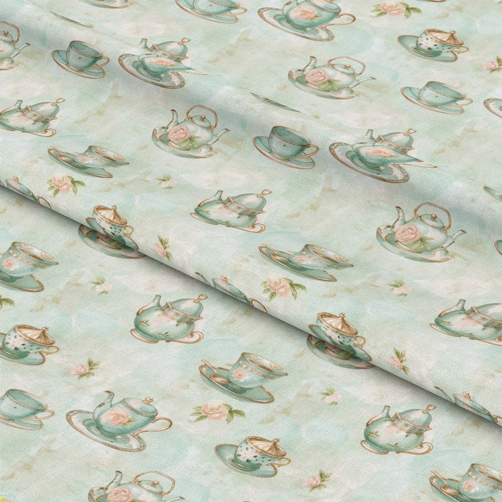 Whimsical Tea Party Pattern 12 Quilting Cotton Fabric