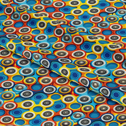 Colorful Fidget Spinner Pattern 4 Quilting Cotton Fabric