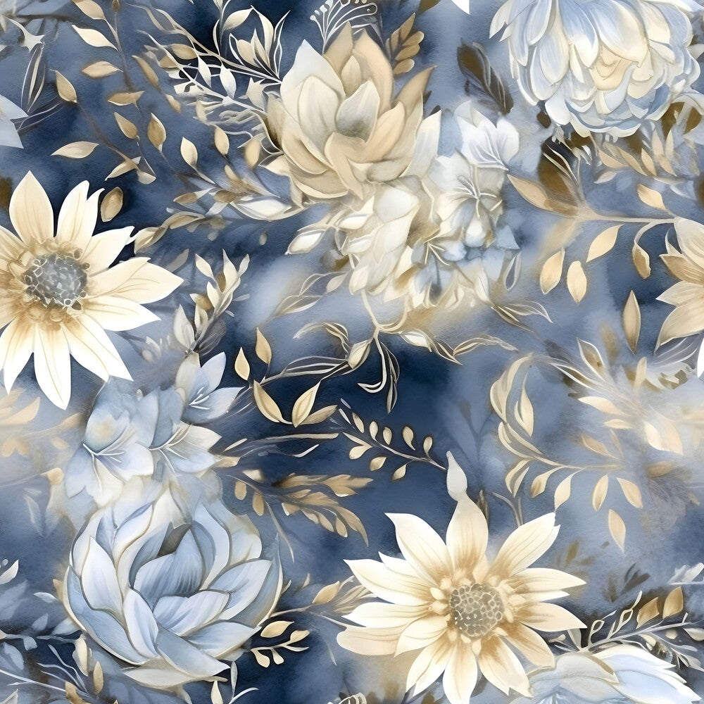 Blue and Gold Floral Fat Quarter Bundle