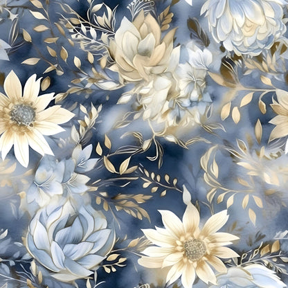 Blue and Gold Floral Fat Quarter Bundle