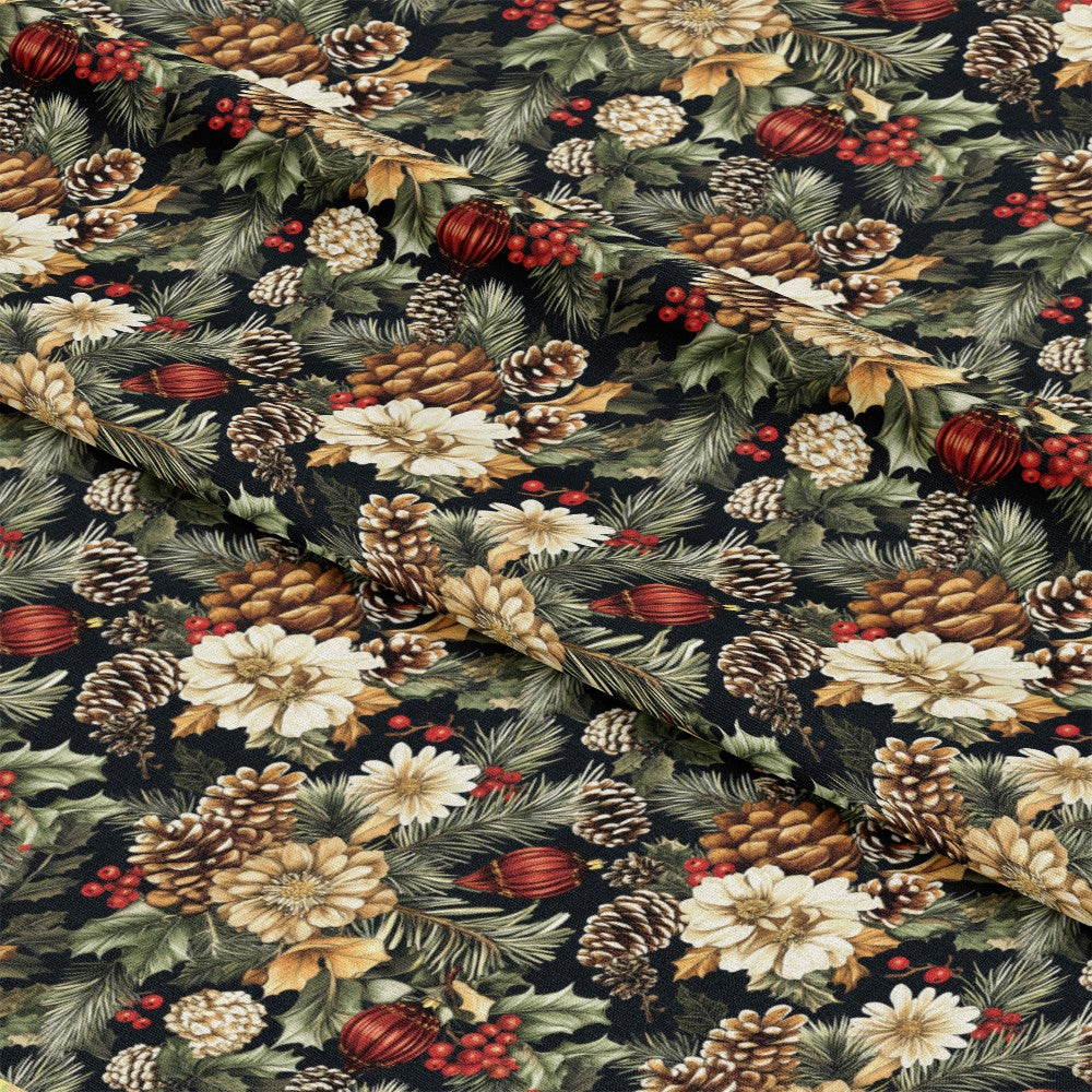 Christmas Pinecones Pattern 3 Quilting Cotton Fabric
