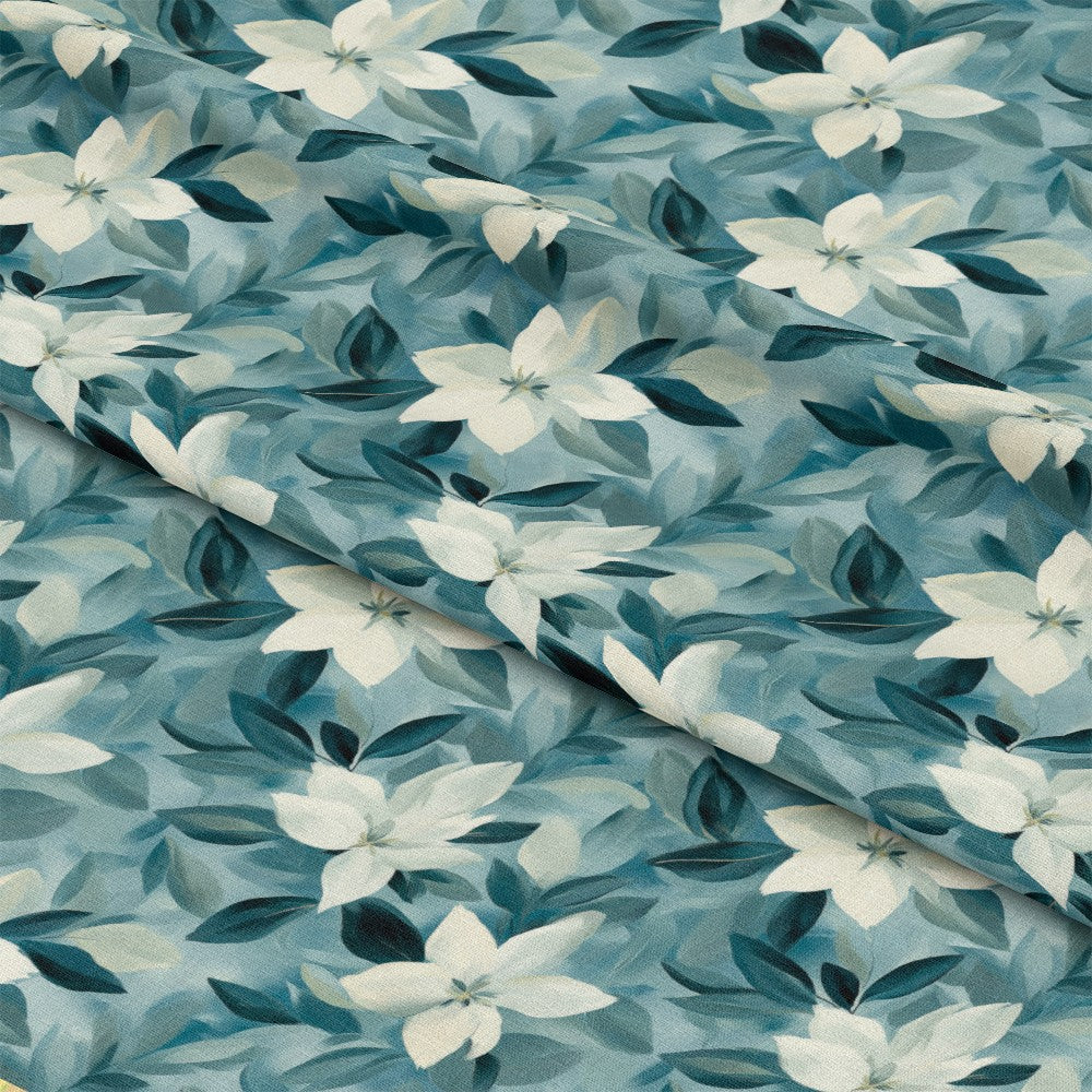 Cornflower Blue Floral Pattern 6 Quilting Cotton Fabric