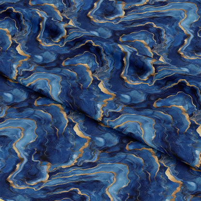 Royal Blue and Gold Agate Pattern 20 Quilting Cotton Fabric
