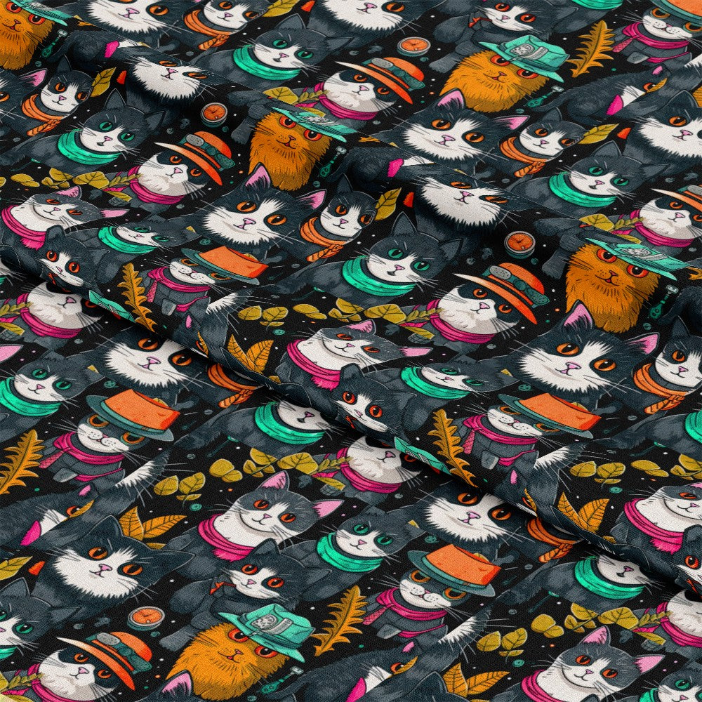 Suspicious Cats Pattern 2 Quilting Cotton Fabric