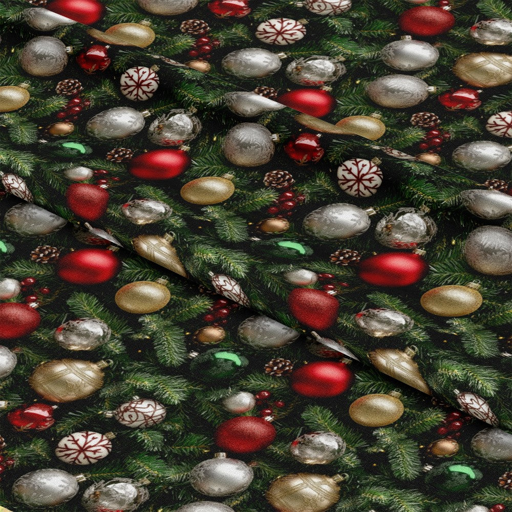 Realistic Christmas Ornaments Pattern 11 Quilting Cotton Fabric