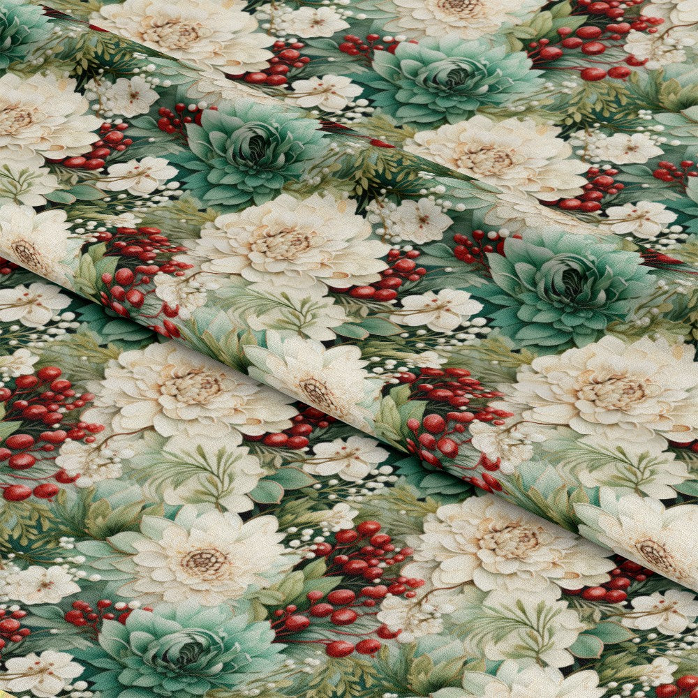 Christmas Florals Pattern 8 Quilting Cotton Fabric