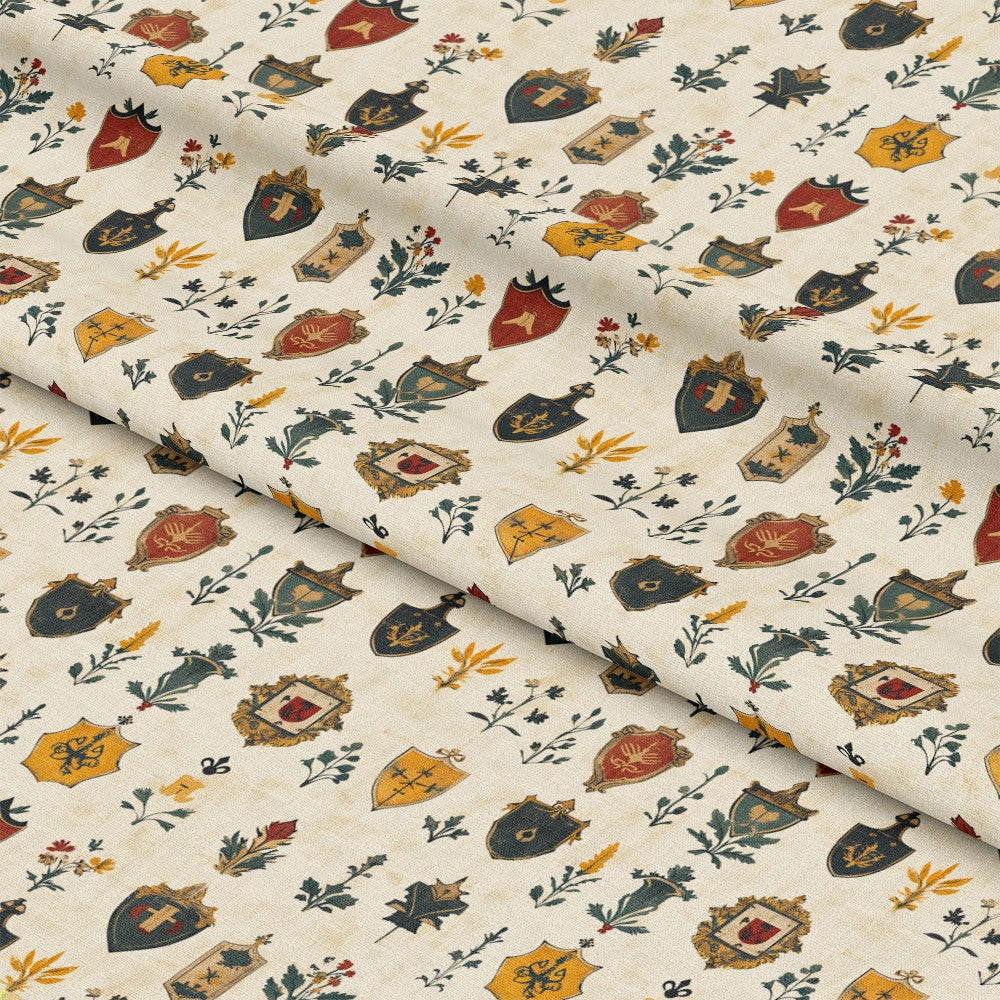 Rustic German Banners and Shields Pattern 8 Quilting Cotton Fabric