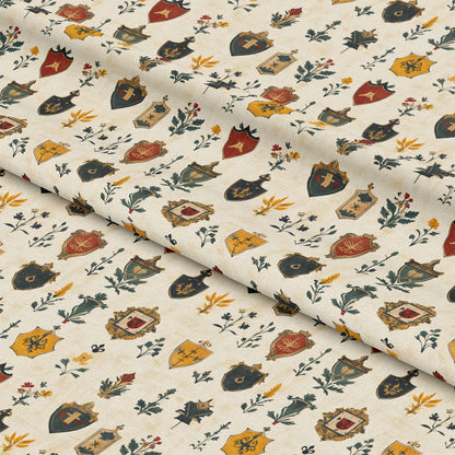 Rustic German Banners and Shields Pattern 8 Quilting Cotton Fabric