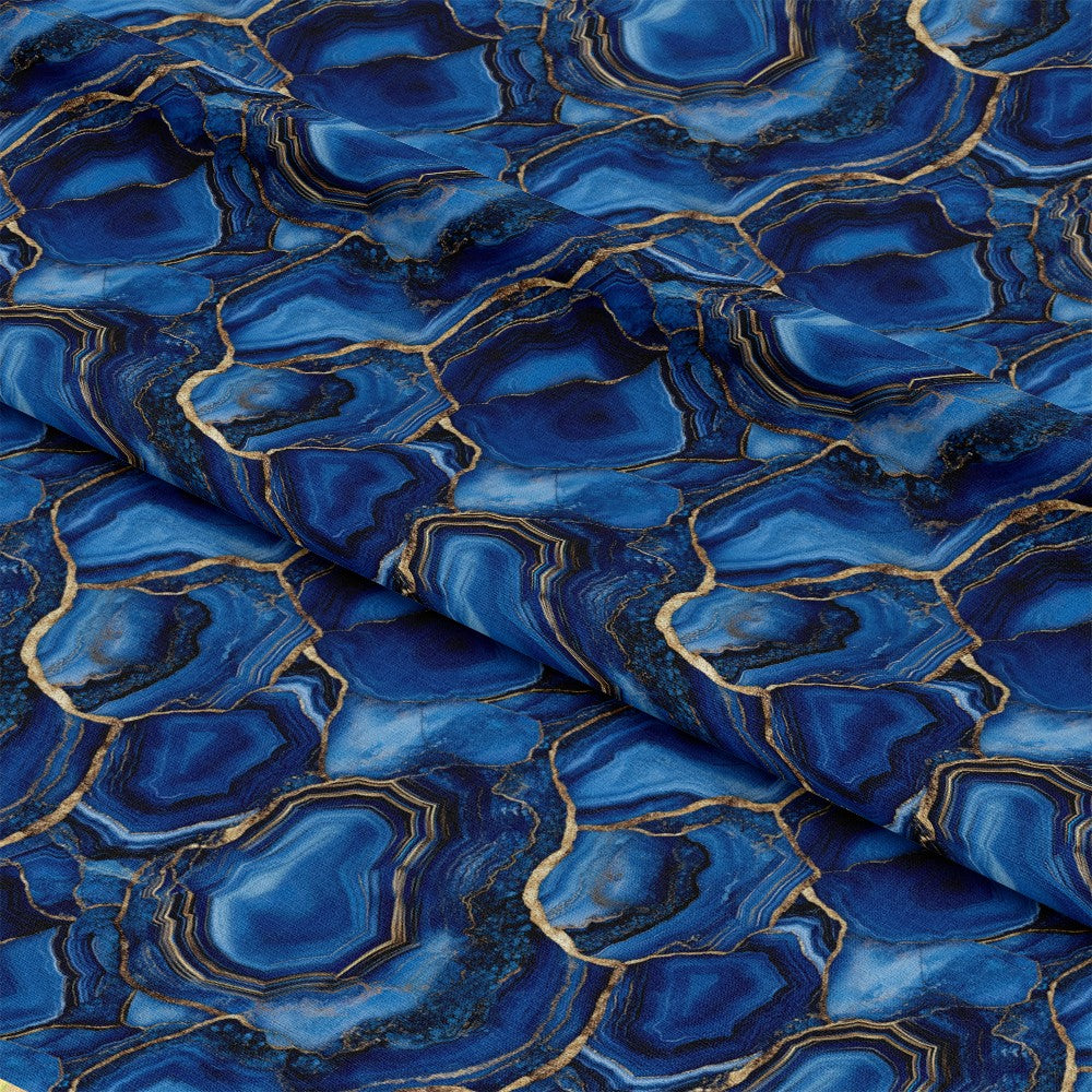 Royal Blue and Gold Agate Pattern 32 Quilting Cotton Fabric