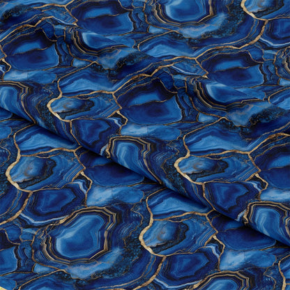 Royal Blue and Gold Agate Pattern 32 Quilting Cotton Fabric