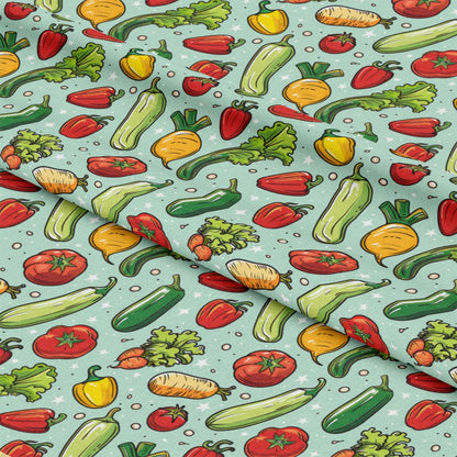 Cartoon Mixed Vegetables Pattern 1 Quilting Cotton Fabric