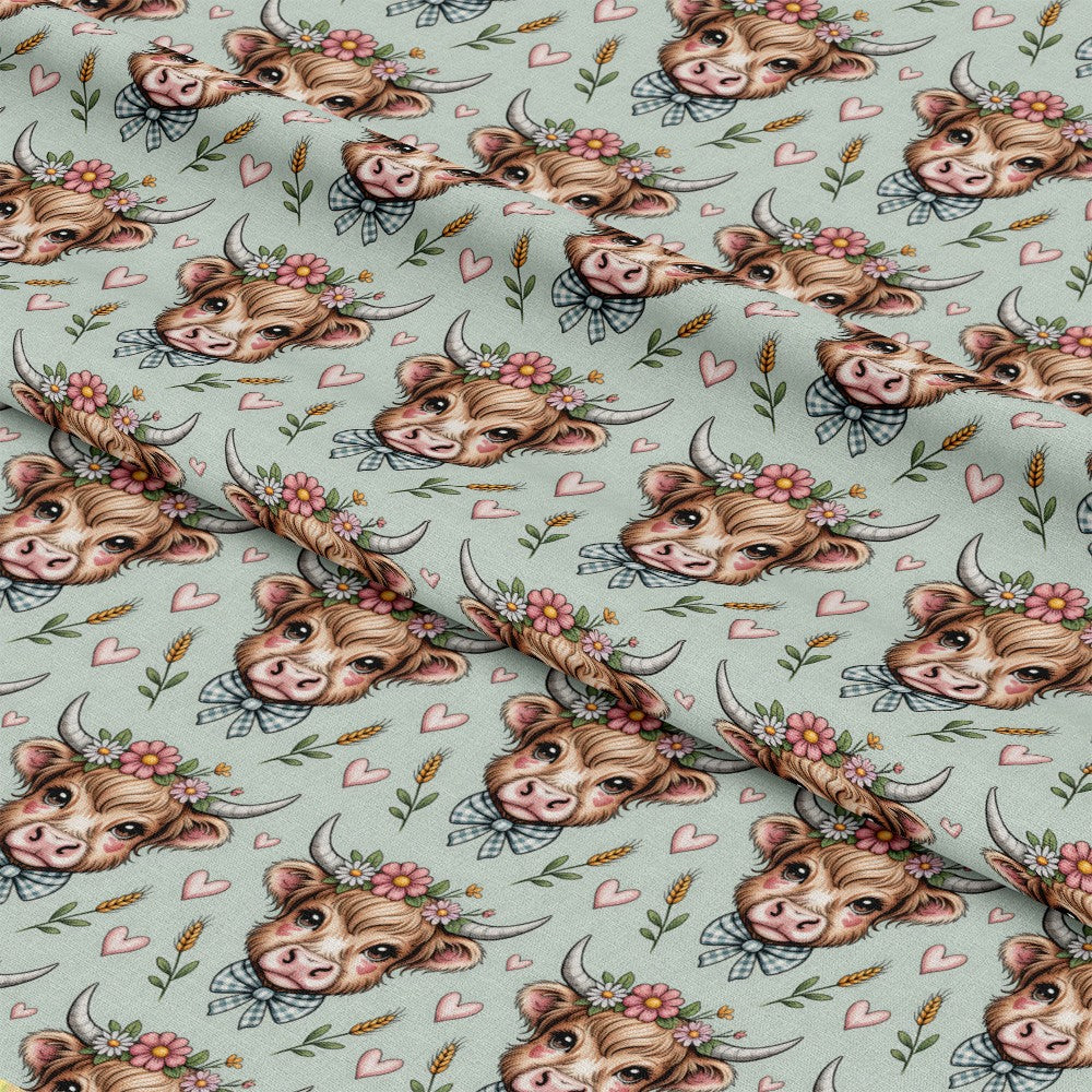 Highland Cow Heads Pattern 14 Quilting Cotton Fabric