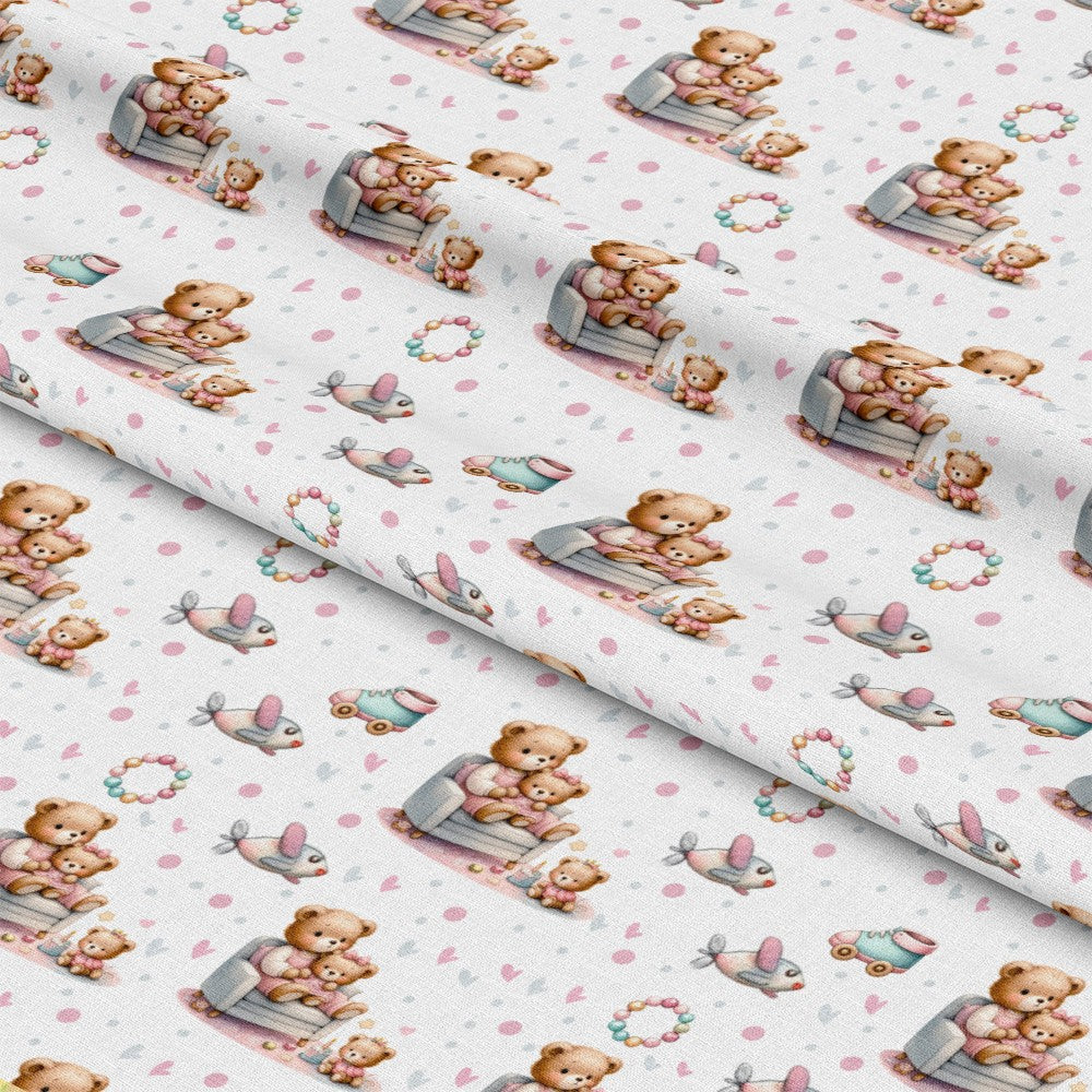 Pink Baby Teddy Bears Pattern 8 Quilting Cotton Fabric