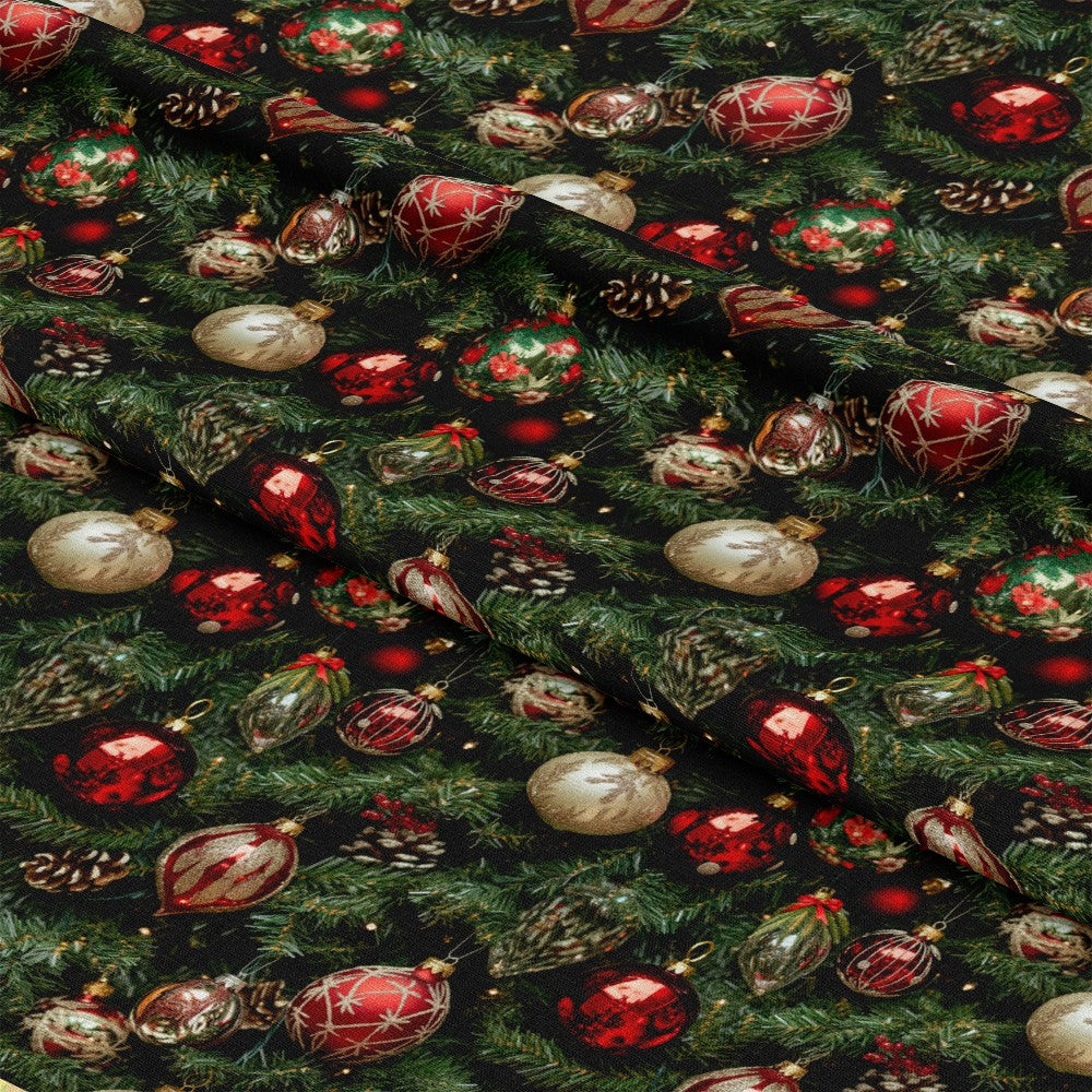 Realistic Christmas Ornaments Pattern 3 Quilting Cotton Fabric