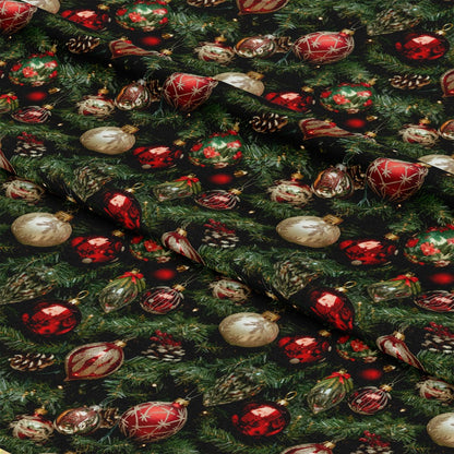 Realistic Christmas Ornaments Pattern 3 Quilting Cotton Fabric