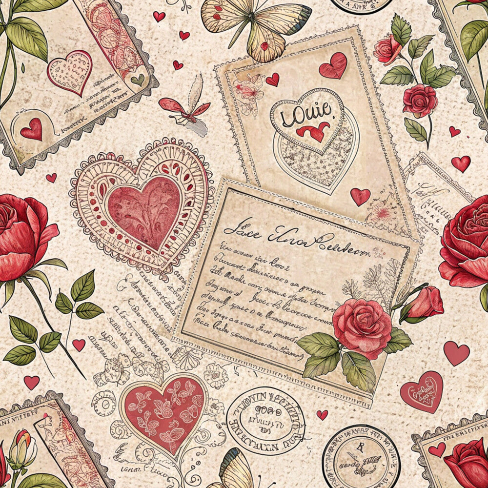 Antique Valentine Postcards Fat Quarter Bundle
