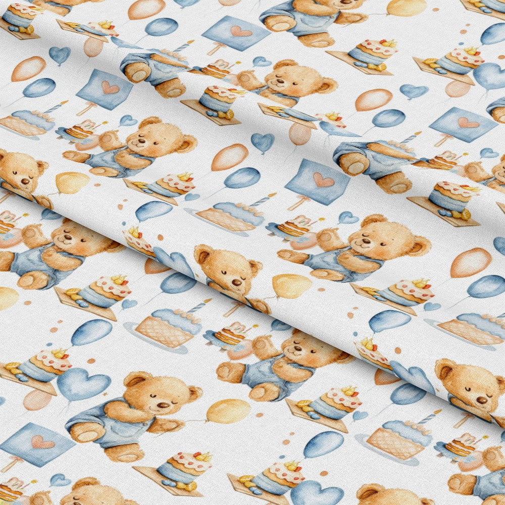 Blue Teddy Bear Baby Boy Pattern 11 Quilting Cotton Fabric