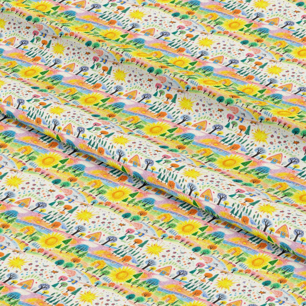 Child Crayon Drawing Pattern 4 Quilting Cotton Fabric