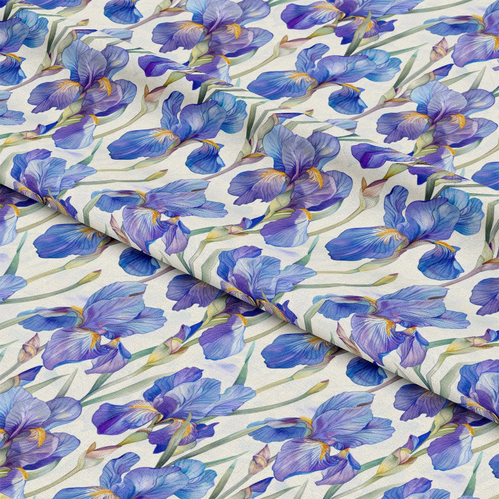 Iris Bloom Floral Pattern 1 Quilting Cotton Fabric