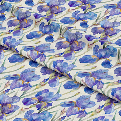 Iris Bloom Floral Pattern 1 Quilting Cotton Fabric