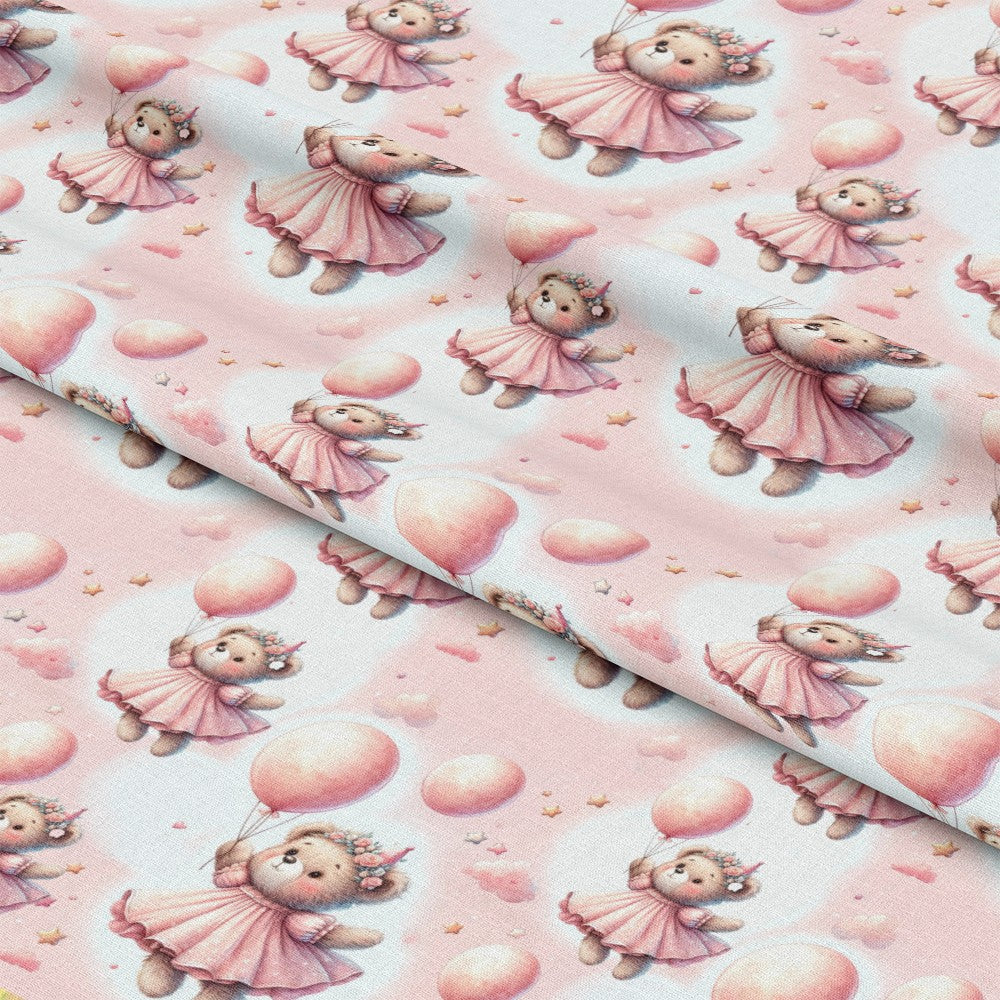 Pink Night Time Teddy Bears Pattern 11 Quilting Cotton Fabric