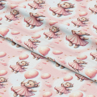 Pink Night Time Teddy Bears Pattern 11 Quilting Cotton Fabric