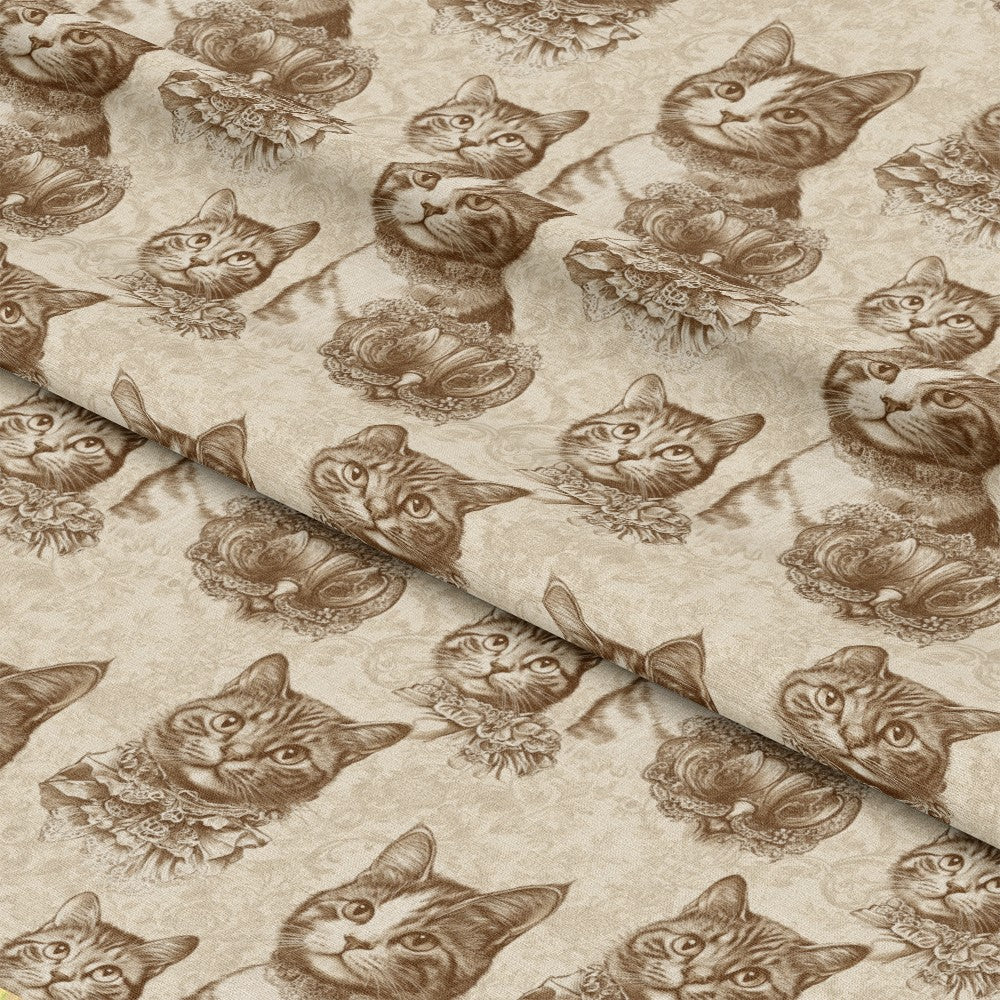Vintage Cats With Lace Pattern 1 Quilting Cotton Fabric