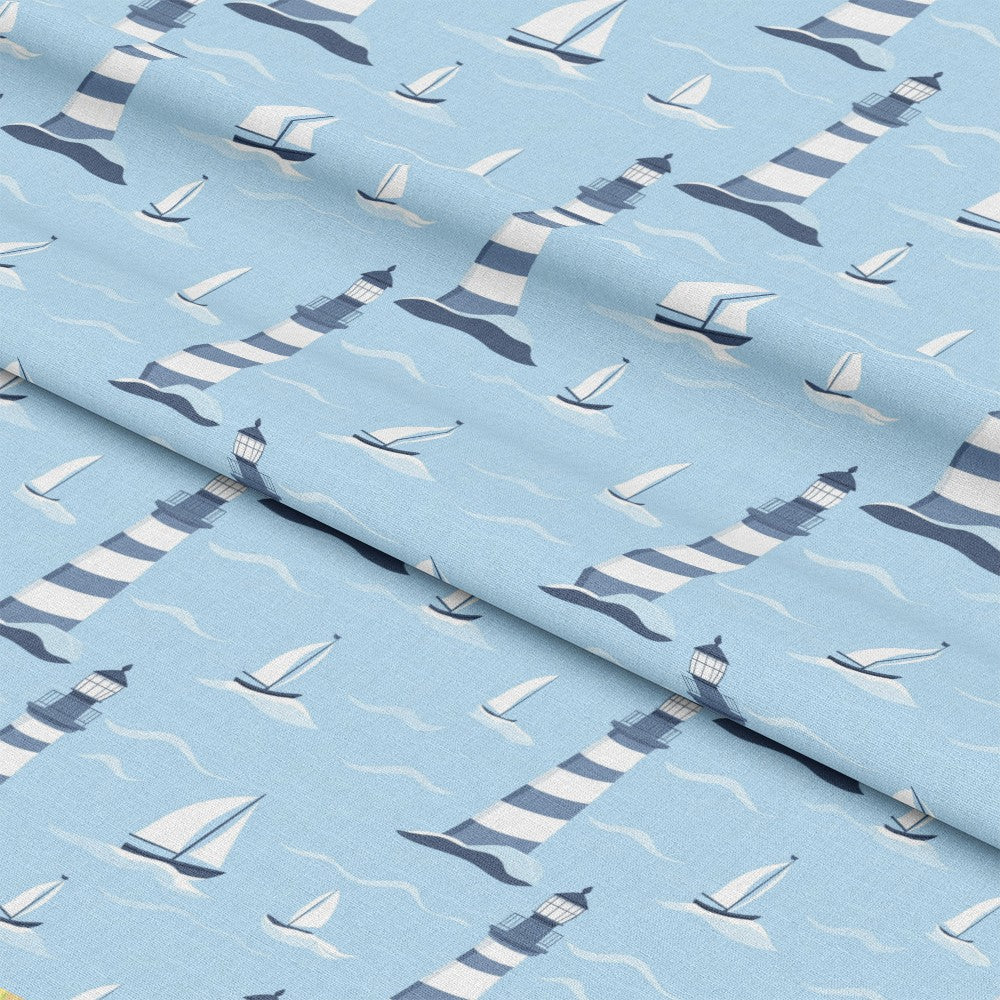 Lighthouse and Sailboats Pattern 8 Quilting Cotton Fabric