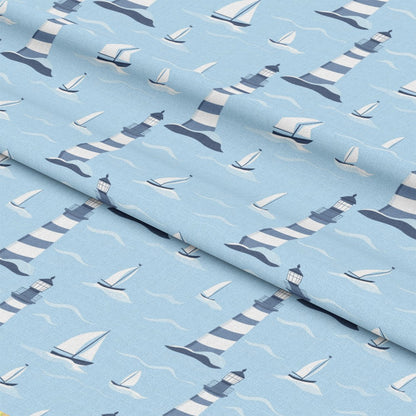 Lighthouse and Sailboats Pattern 8 Quilting Cotton Fabric
