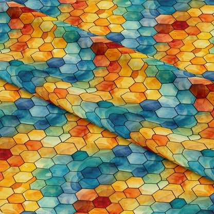 Watercolor Honeycomb Pattern 12 Quilting Cotton Fabric