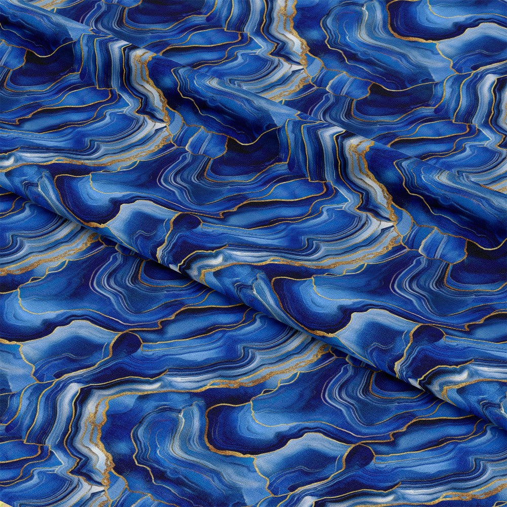Royal Blue and Gold Agate Pattern 23 Quilting Cotton Fabric