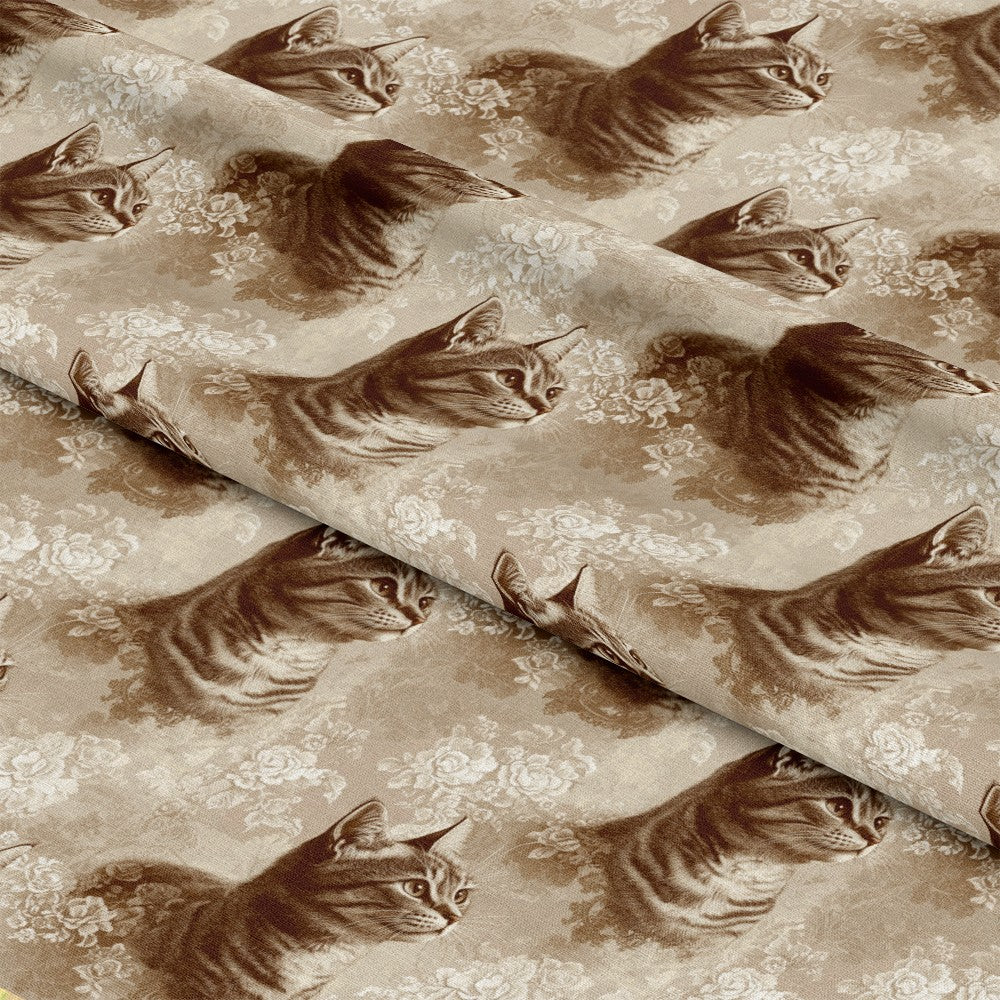Vintage Cats With Lace Pattern 13 Quilting Cotton Fabric