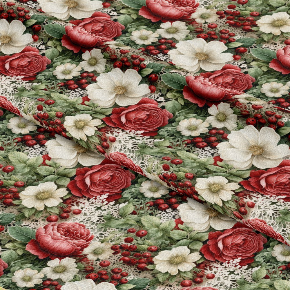 Christmas Florals Pattern 14 Quilting Cotton Fabric