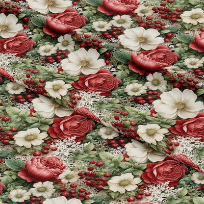 Christmas Florals Pattern 14 Quilting Cotton Fabric
