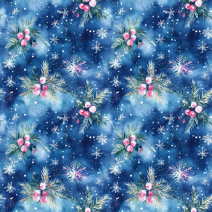 Watercolor Blue Christmas Fat Quarter Bundle